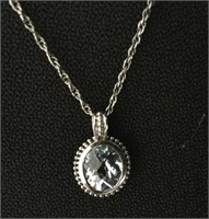 STERLING 18IN NECKLACE WITH LIGHT BLUE STONE