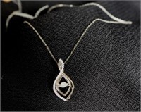 18" STERLING NECKLACE WITH CZ PENDANT