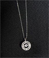 STERLING PENDANT ON 17IN CHAIN W/ DOUBLE CIRCLES
