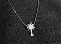 SS PALMETTO TREE PENDANT ON 18IN SNAKE  CHAIN