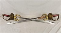 Pair Of Heavy Brass/ Steel Swords W/ Sheaths