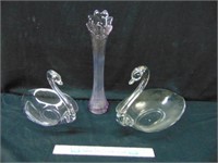 Glass Swans and Vase