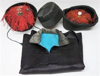 THREE CHINESE SILK HATS