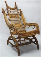 LATE VICTORIAN WICKER PLATFORM ROCKER BY ORDWAY