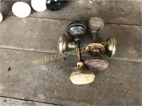 3 antique door knob sets