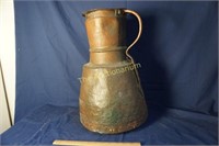 Antique Hammered copper water jug     19x 12