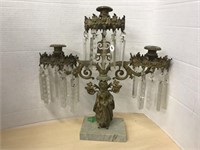 Ornate Figural Candle Holder On Marble Base With
