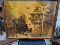 Vintage Rail Road Themed Art and Clock
