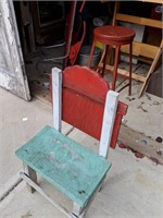 Vintage Wood Painted Garden Chair/Bench