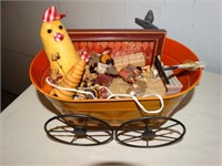 Metal decorative wagon w/ miniature shelf