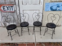 4 Vintage Black Metal Ice Cream Parlor Chairs