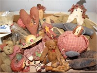 Primitive country décor - dolls, bears, stars,