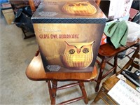 NIB Glass owl hurricane flameless candle 10"