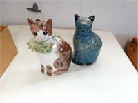 2 Ceramic cat banks 8"h