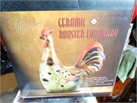 NIB Ceramic rooster luminary w/ flameless candle