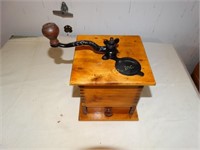 Antique wood coffee grinder- finger jointed