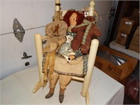 Wood doll rocking chair 13" x 22" w/ primitive