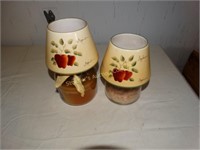 2 Candles w/ceramic apple toppers