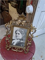 Antique Early Century Brass Ornate Stand Up Frame