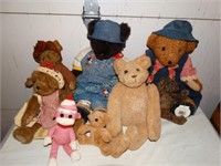 6 Plush Bears (2 Boyds) & 1 monkey