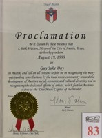 "Guy Juke Day" Proclamation Certificate