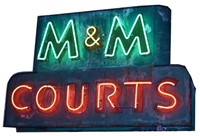 M & M COURTS Neon Sign Austin Texas