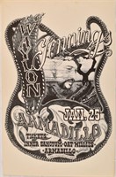 Waylon Jennings Armadillo World HQ Concert Poster