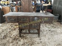 Unique oak work table w/oak drawers