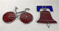 Bicycle And Liberty Bell Stained Glass