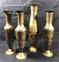 Painted Brass Vases