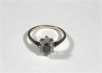 10 K Sapphire And Diamond Ring