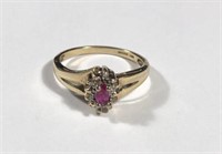 10 K Lab Ruby W/ Diamonds Ring