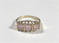 10 K Pink Quartz Ring