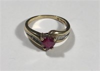 10 K Ruby W/ Diamonds Ring