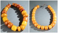 2 Amber & Resin style necklaces. 20th century.
