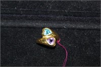 14kt yellow gold By Pass Ring w/ heart shaped
