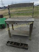 Wooden Gardeners Bench & a Wooden Tray