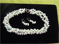 Simulated Pearl Necklace and Earrings