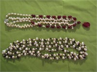 2 Necklaces Simulated Pearl and Beads