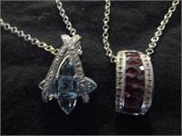 2 Necklaces with Blue and Purple Stones