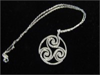 Silver Colored Necklace and Large Pendant