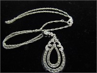 Rhinestone and Black Enamel Necklace