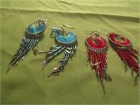 2 Pairs of Earrings Blue and Red