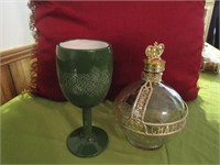 Green Pottery Chalice and Bottle Rough