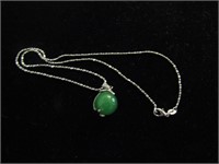Green Stone and Dolphin Necklace