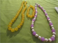 1 Purple Beaded Necklace & 1 Yellow Beaded Set