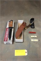 USMC Knife in Box with Buck Folding Knife & (3) Sw