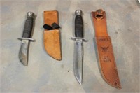 (2) Morseth Fixed Blade Knives & Ka-bar Sheath