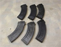 (6) AK-47 Magazines with Assorted Ammunition