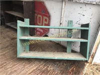 Primitive green pair hanging shelf -30" wide